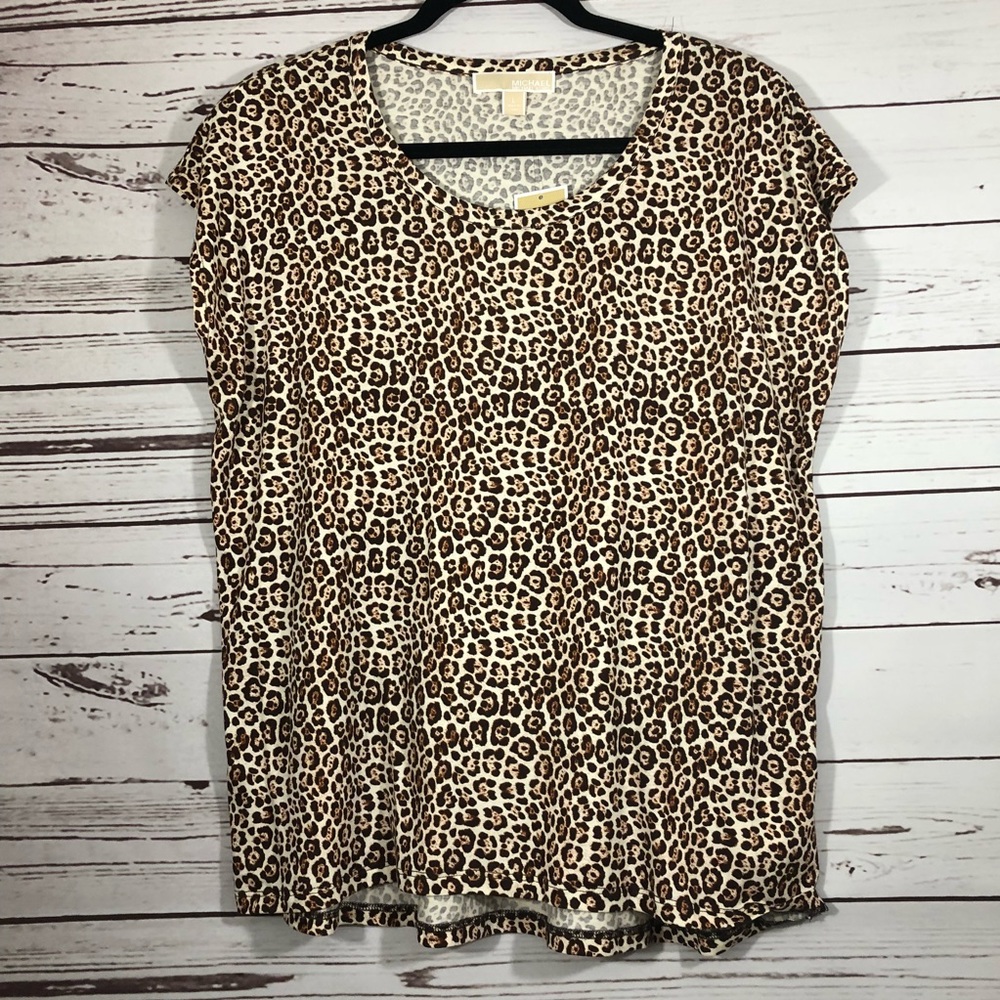MICHAEL Michael Kors Leopard Elliptical Hem Top - Picture 3 of 5